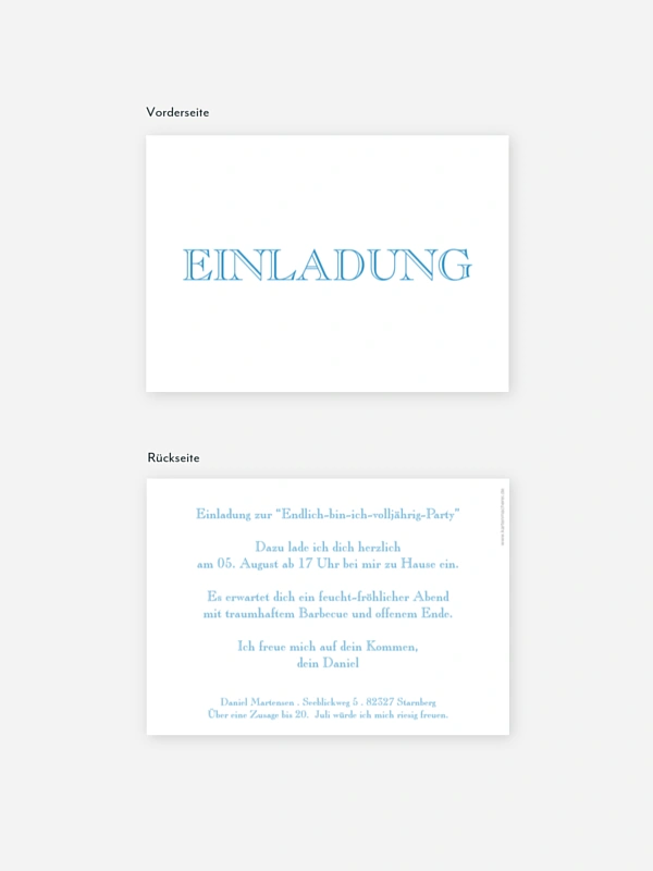 Einladung 18. Geburtstag Schriftlich