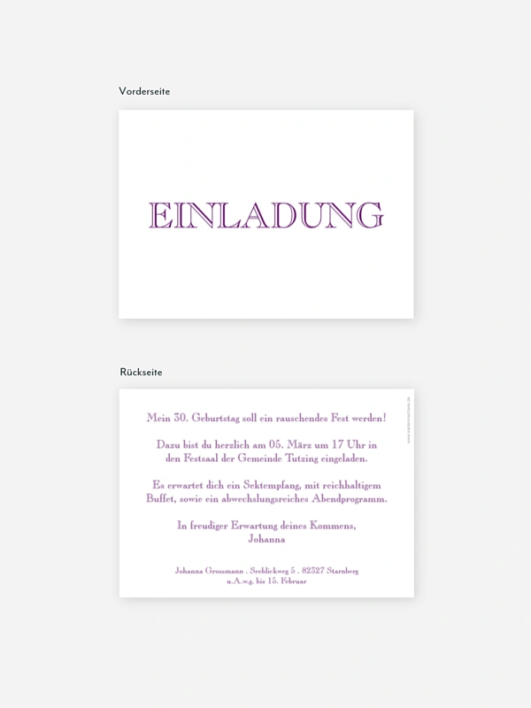 Einladung 30. Geburtstag Schriftlich