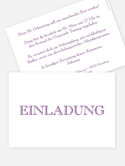 Einladung 30. Geburtstag Schriftlich