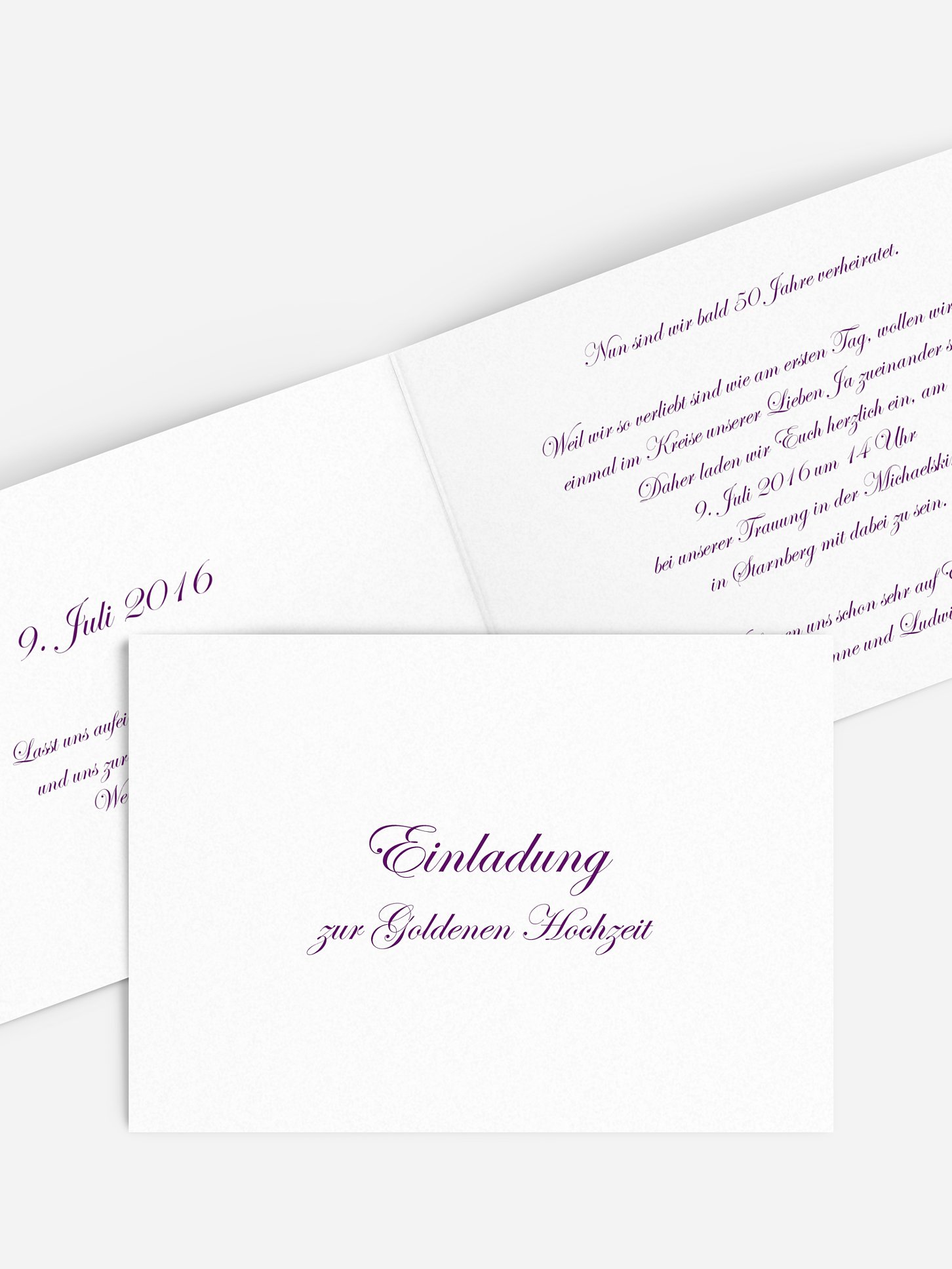 Einladung zur Goldenen Hochzeit Schriftlich