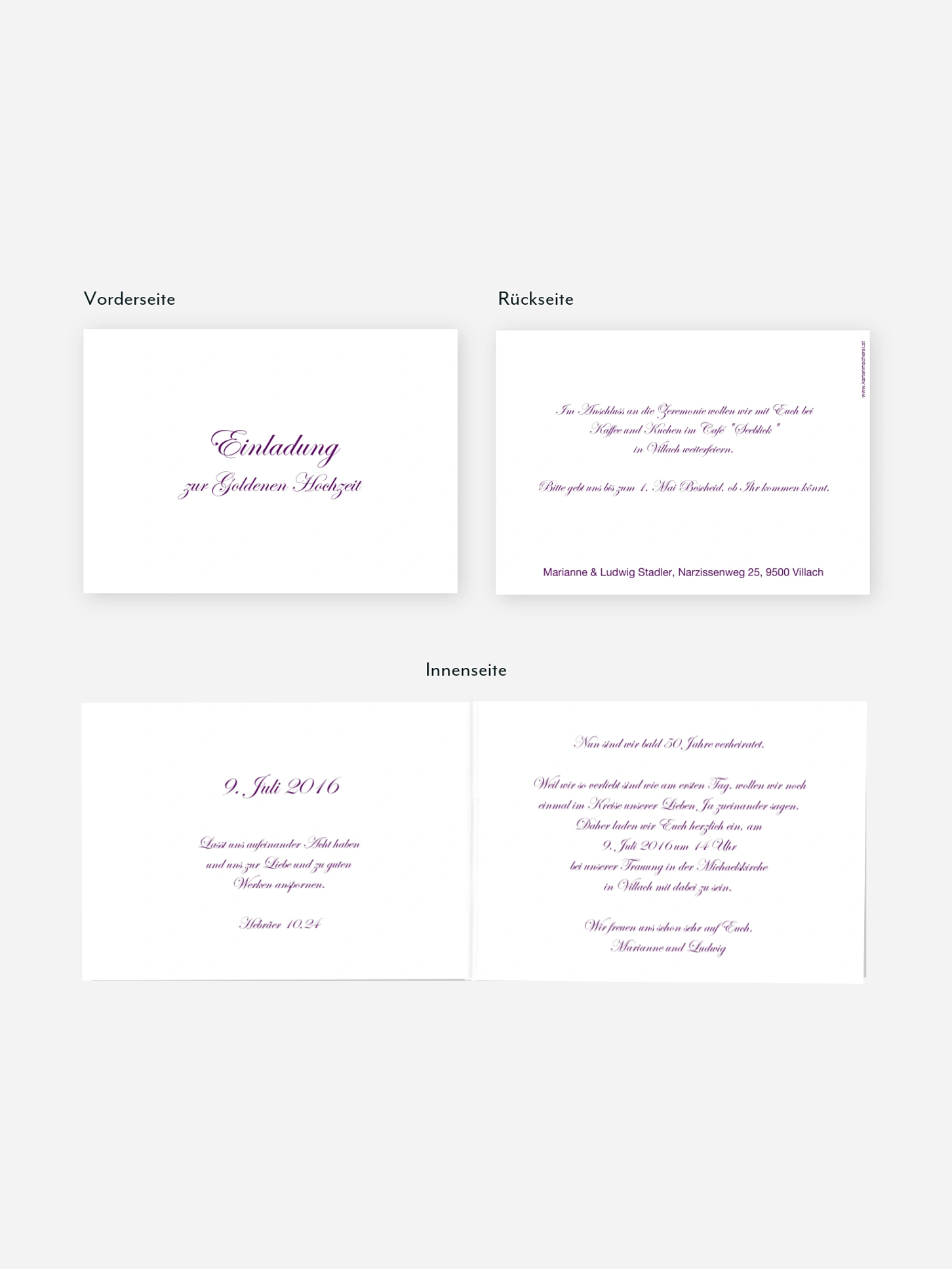 Einladung zur Goldenen Hochzeit Schriftlich