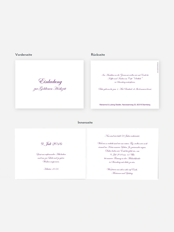 Einladung zur Goldenen Hochzeit Schriftlich