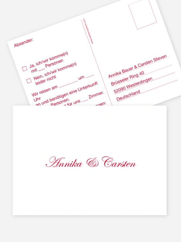 Antwortkarte Hochzeit Schriftlich