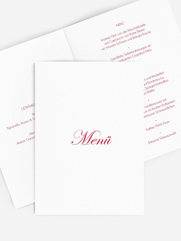 Menükarte Hochzeit Schriftlich