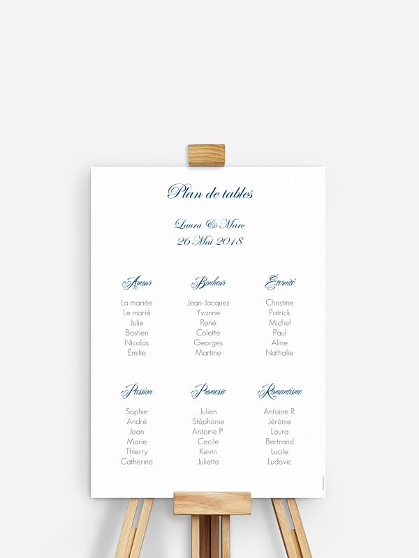 Poster plan de table mariage En toutes lettres
