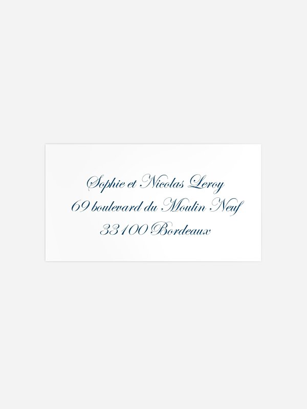 Étiquette destinataire mariage En toutes lettres