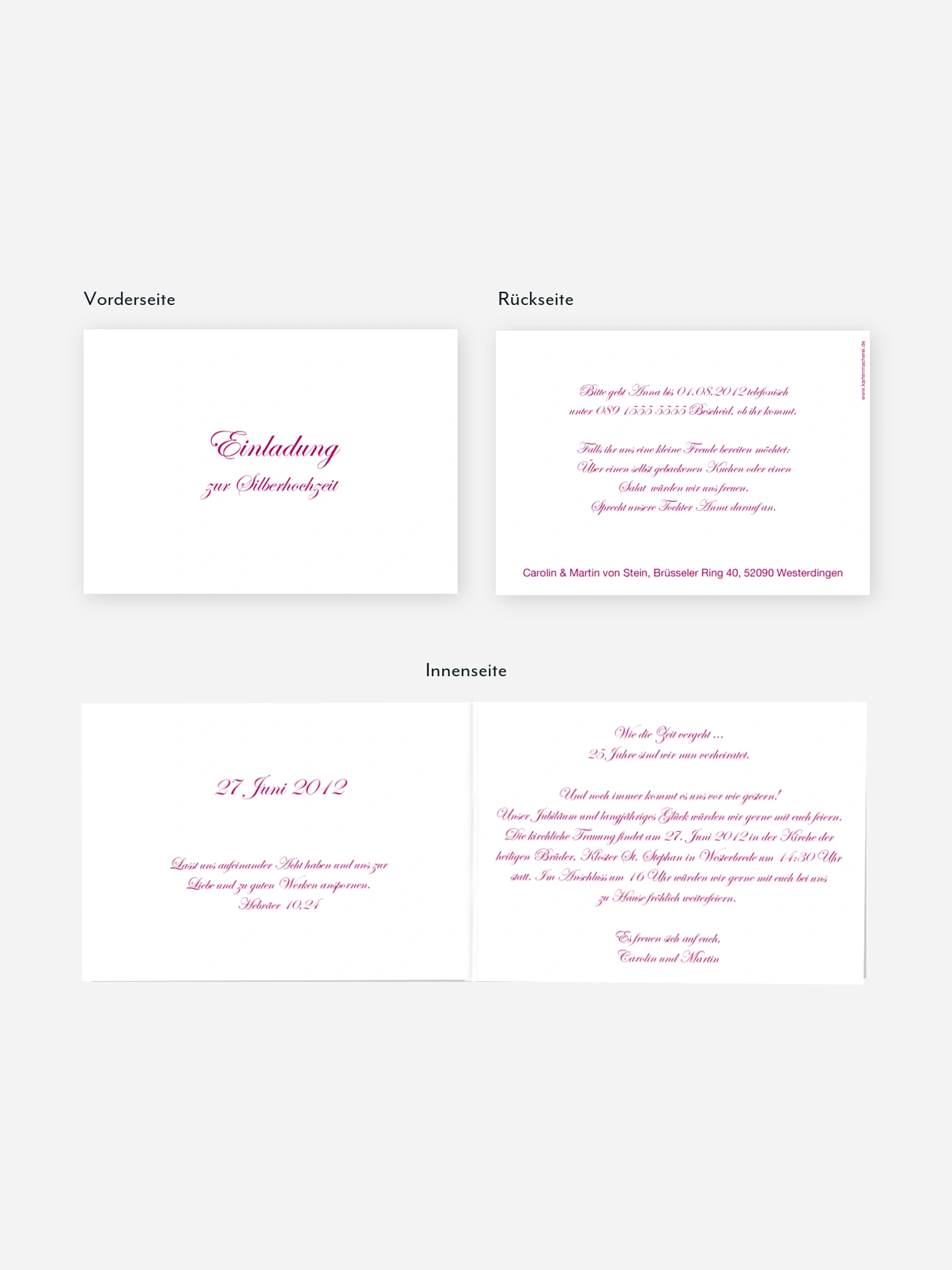 Einladung zur Silberhochzeit Schriftlich