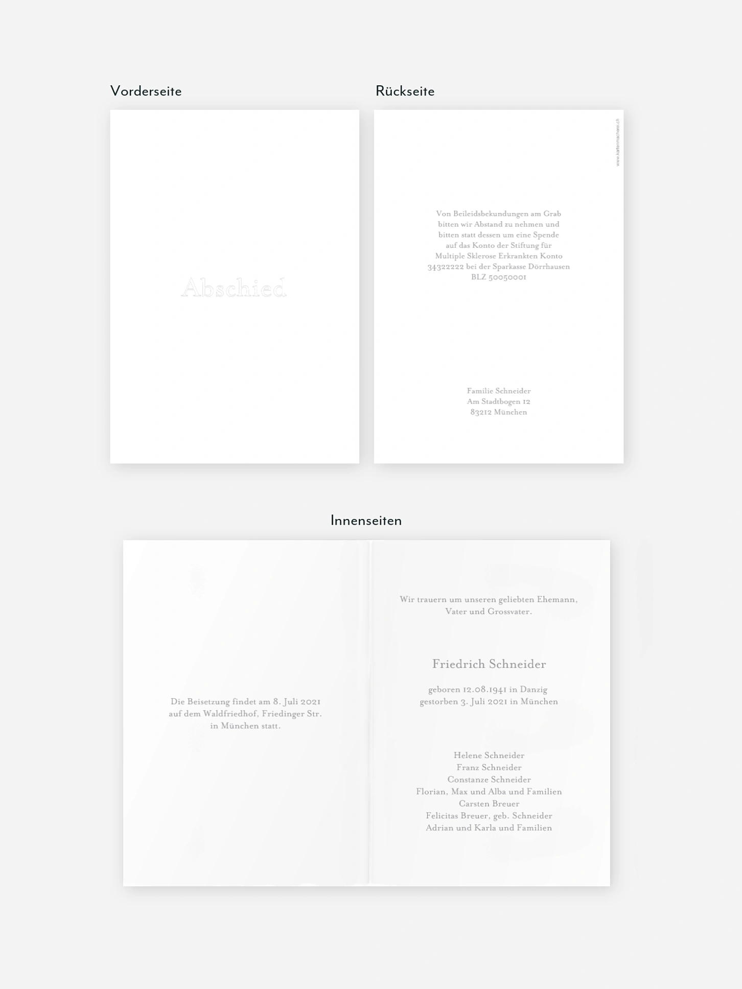 Trauerkarte Schriftlich