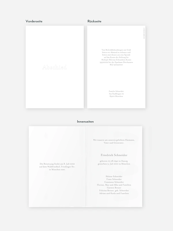 Trauerkarte Schriftlich
