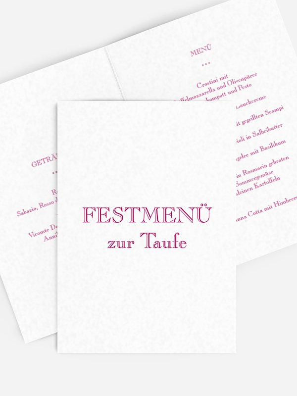 Menükarte Taufe Schriftlich