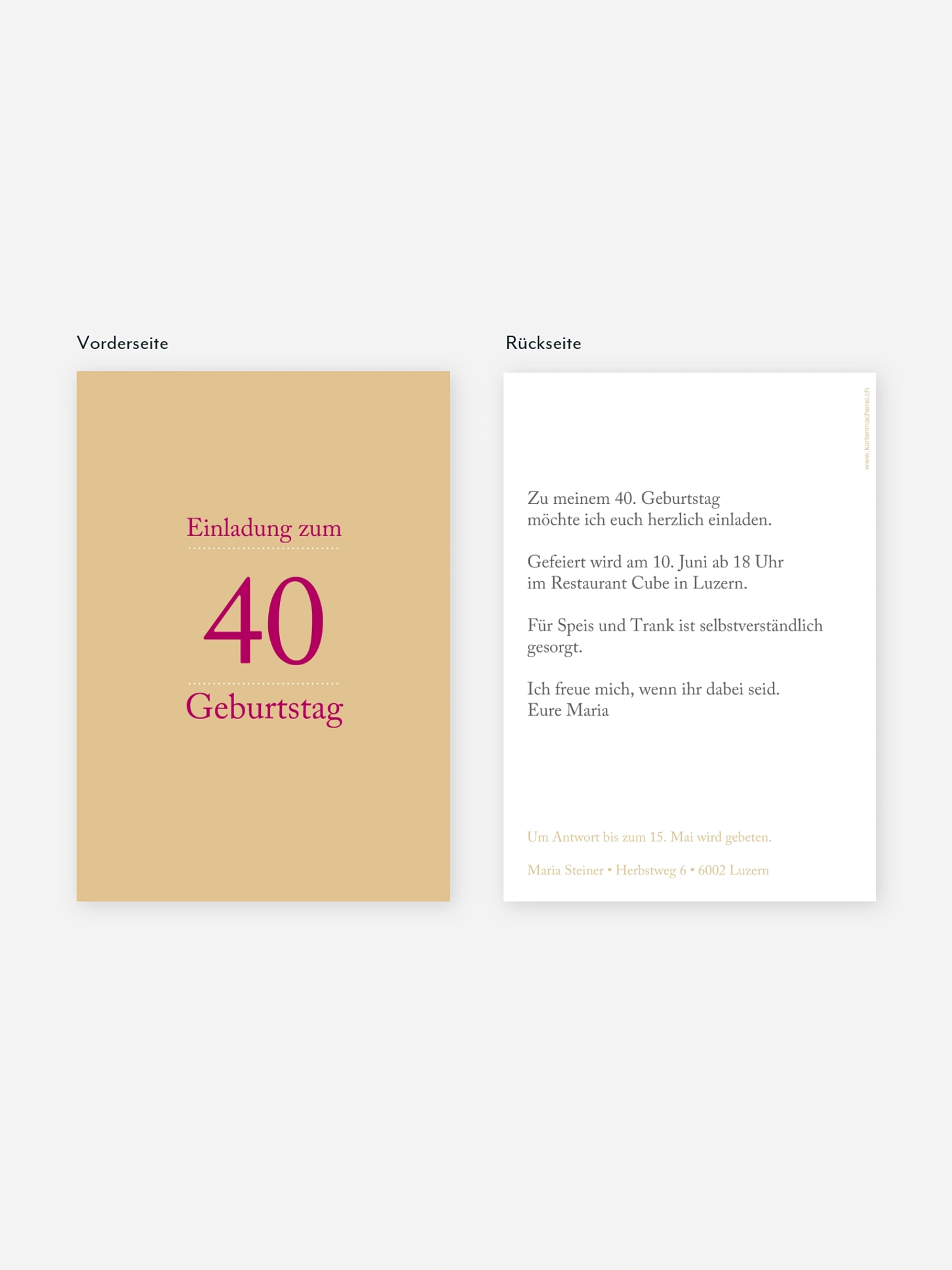 Einladung 40. Geburtstag Schreibklar