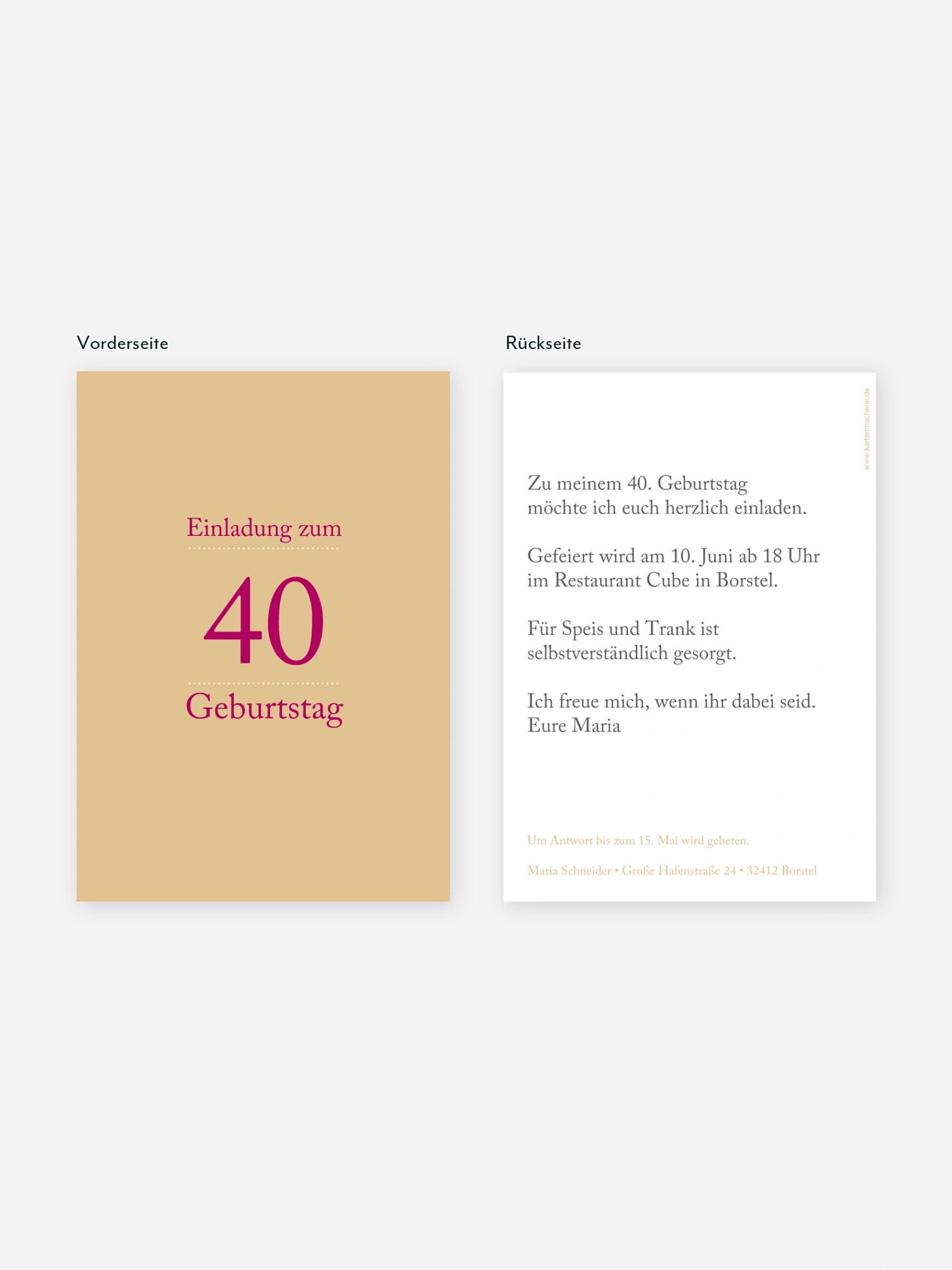 Einladung 40. Geburtstag Schreibklar