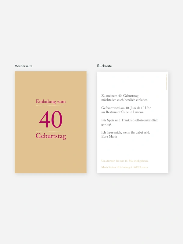 Einladung 40. Geburtstag Schreibklar