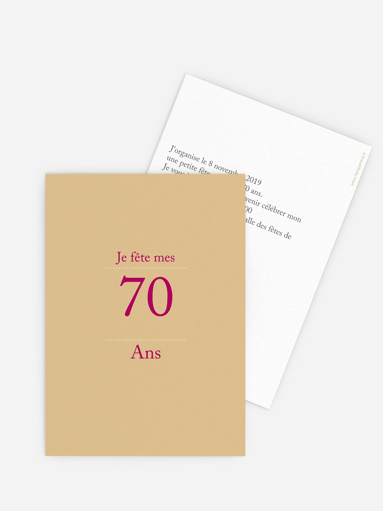 invitation anniversaire 70 Précision
