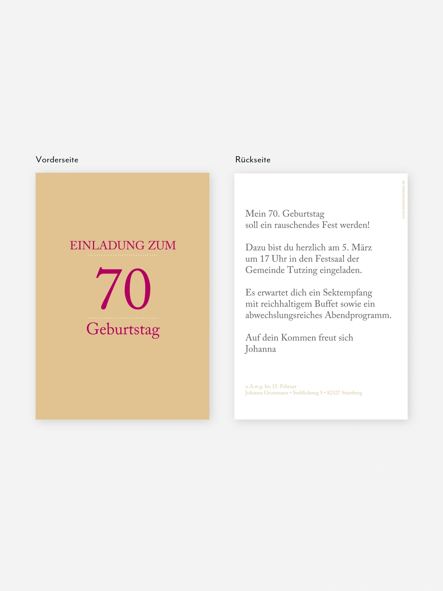 Einladung 70. Geburtstag Schreibklar