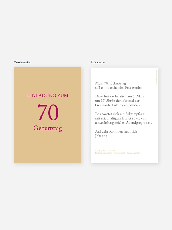 Einladung 70. Geburtstag Schreibklar