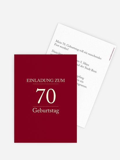 Einladung 70. Geburtstag Schreibklar