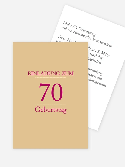 Einladung 70. Geburtstag Schreibklar