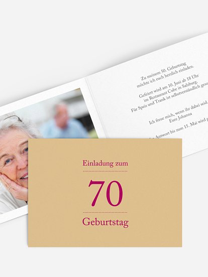 Einladung 70. Geburtstag Schreibklar
