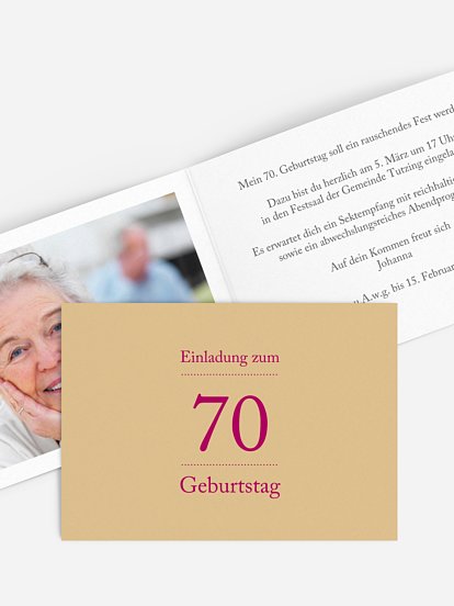 Einladung 70. Geburtstag Schreibklar