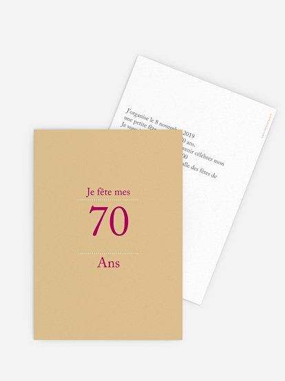 invitation anniversaire 70 Précision