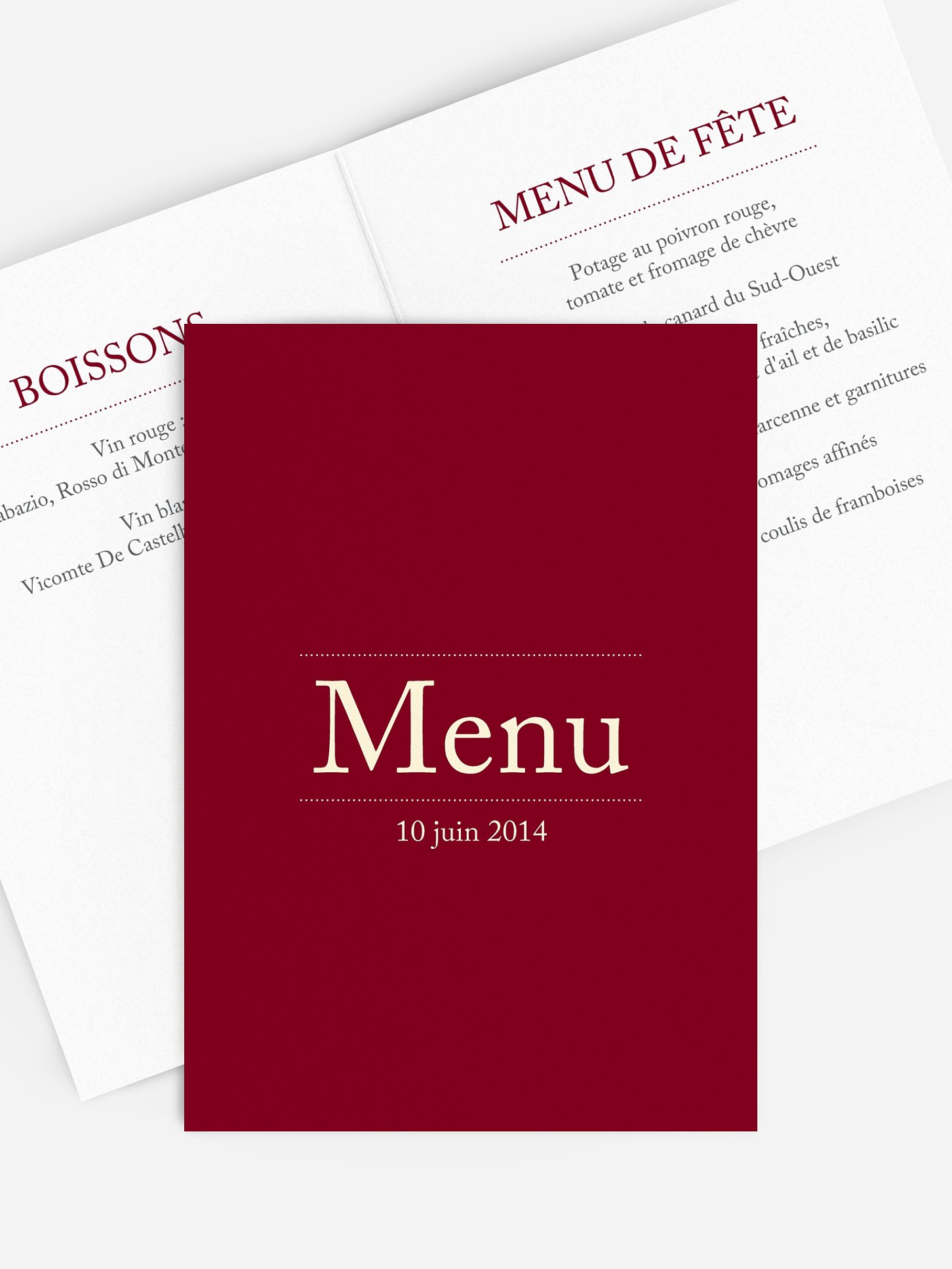 menu anniversaire Precision