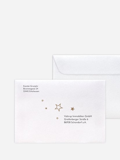 Bedruckte Umschläge geschäftl. Weihnachten Sternenglanz