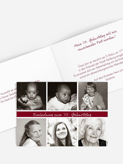 Einladung 70. Geburtstag Fotoreich