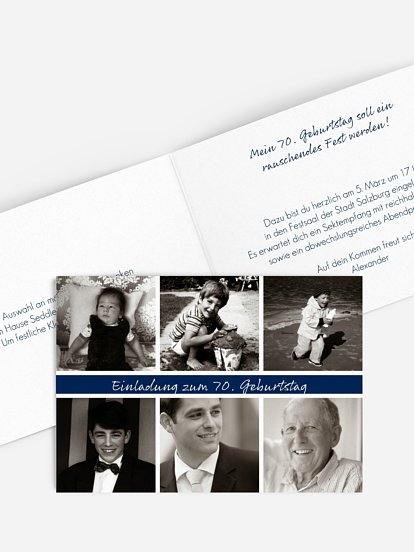 Einladung 70. Geburtstag Fotoreich