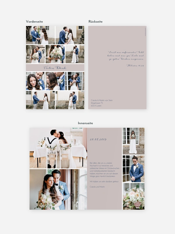 Dankeskarte Hochzeit Fotoreich