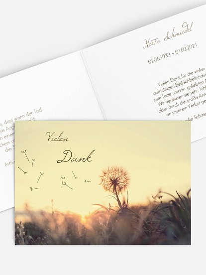 Trauerdanksagung Abendlicht