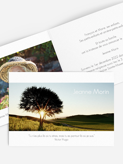 Faire-part de décès Lumière