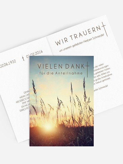 Trauerdanksagung Sonnenuntergang