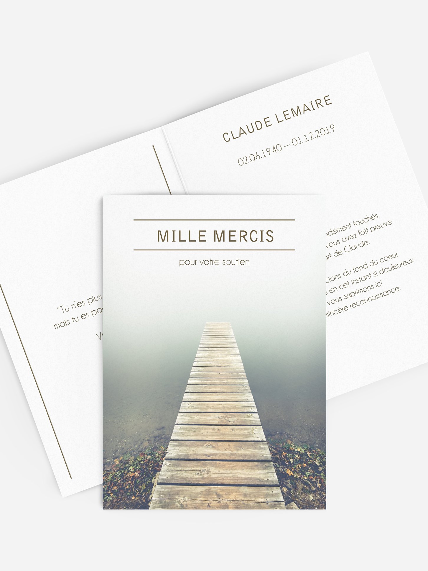Carte remerciements décès Brume