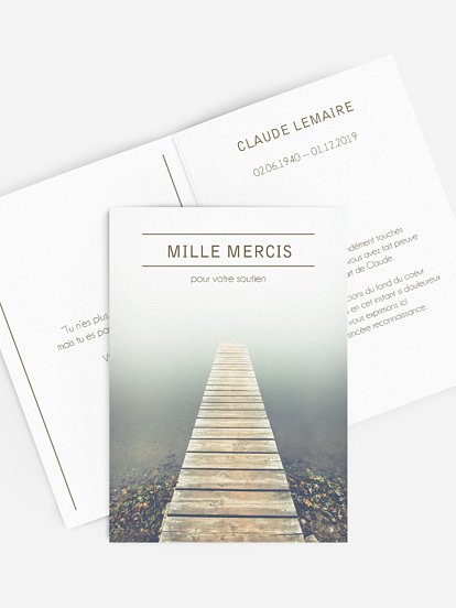 Carte remerciements décès Brume