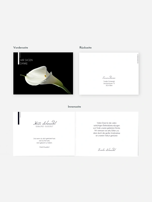 Trauerdanksagung Calla