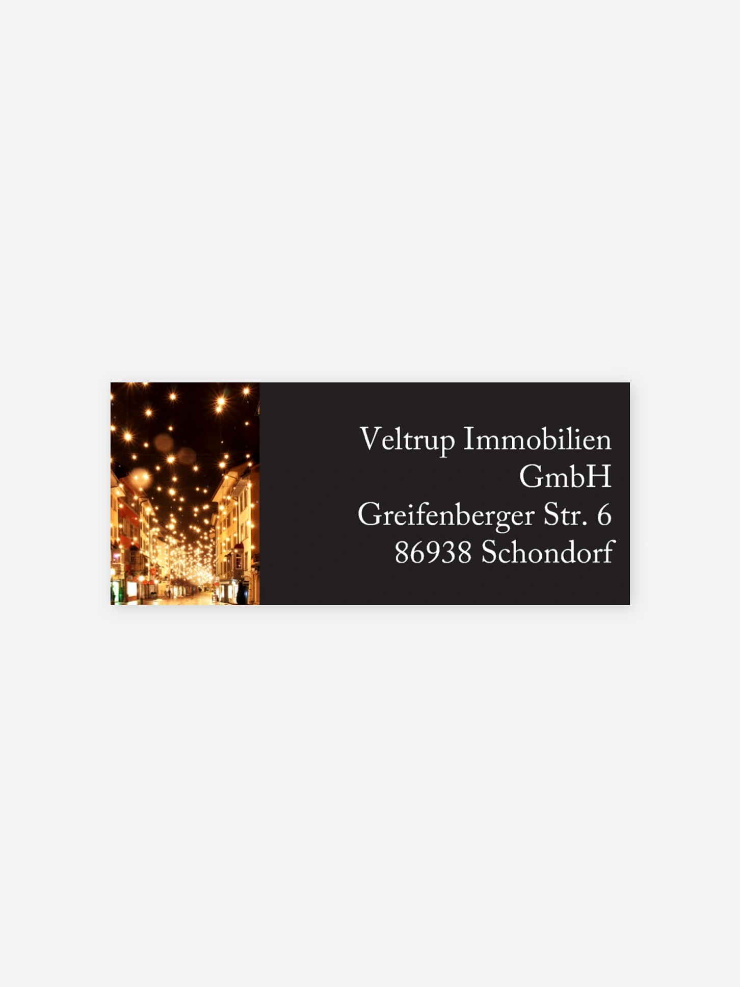 Absenderaufkleber geschäftl. Weihnachten Lichterstadt