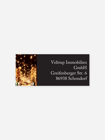 Absenderaufkleber geschäftl. Weihnachten Lichterstadt
