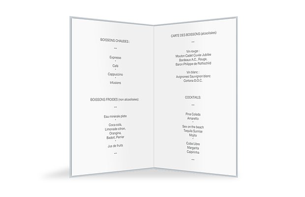 Pages supplémentaires Menu