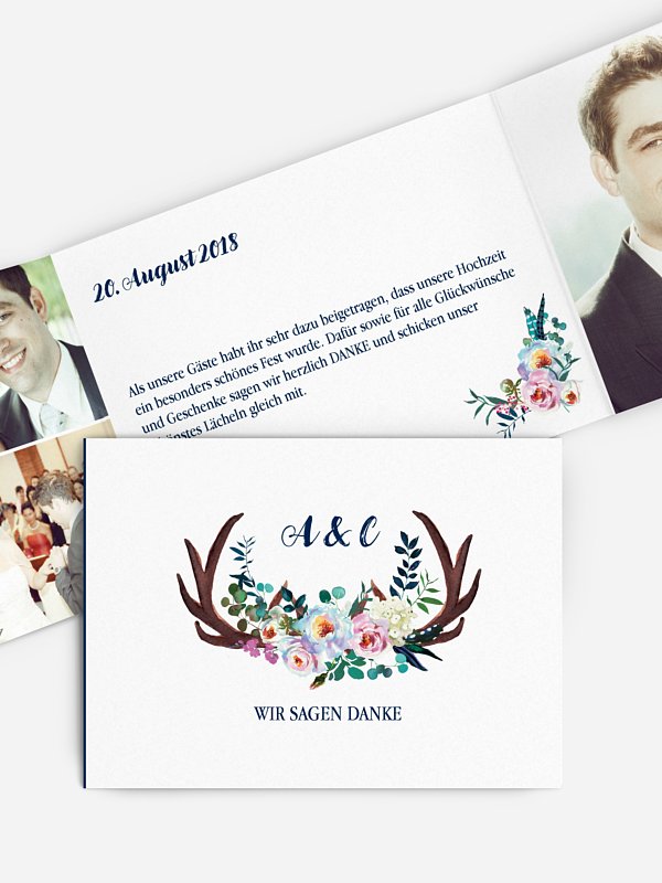 Dankeskarte Hochzeit Bavarian Boho
