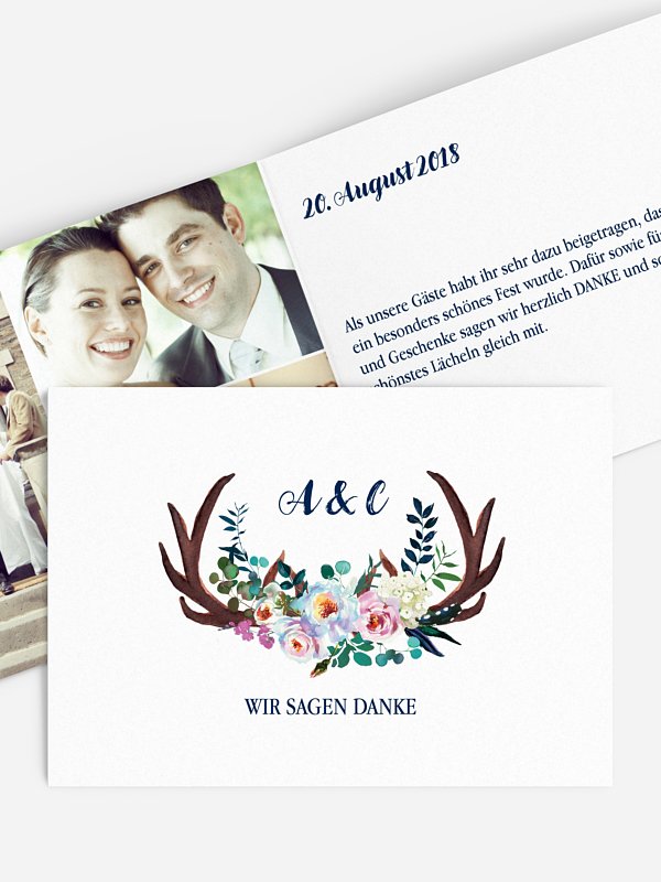 Dankeskarte Hochzeit Bavarian Boho