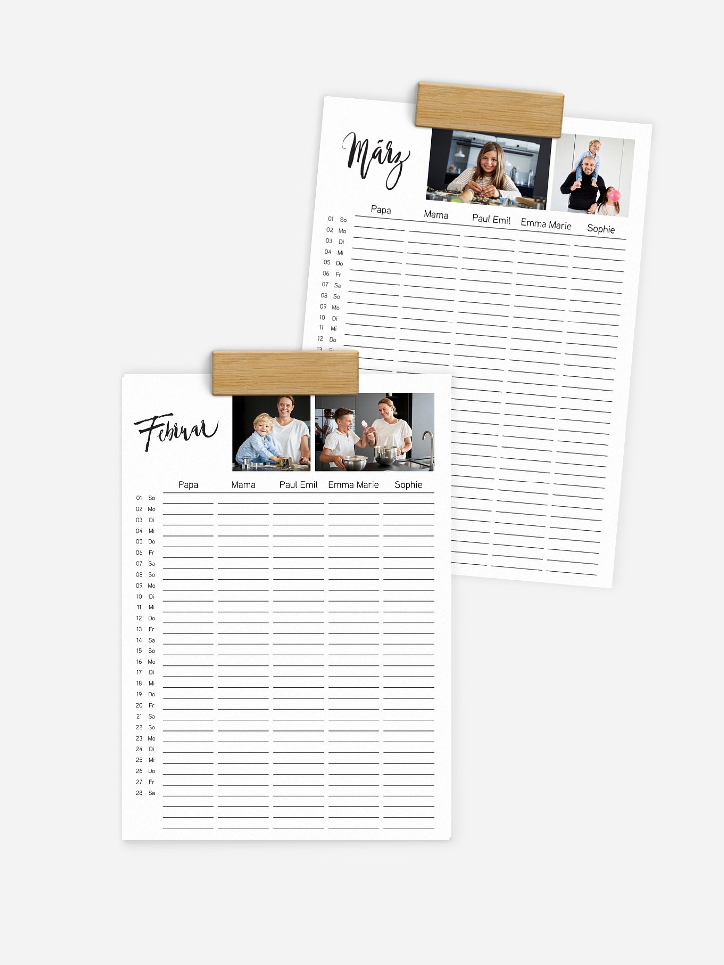 Familienkalender Modern Lettering