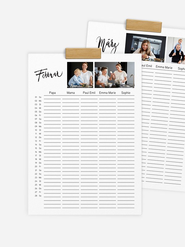 Familienkalender Modern Lettering