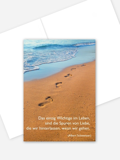 Grußkarte Spuren im Sand