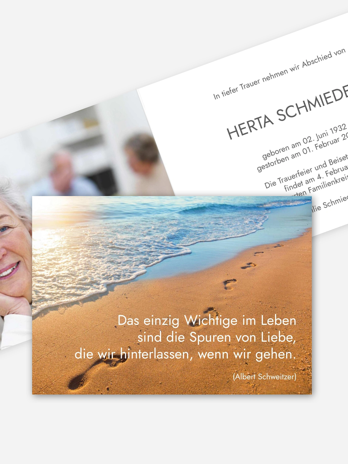Trauerkarte Spuren im Sand