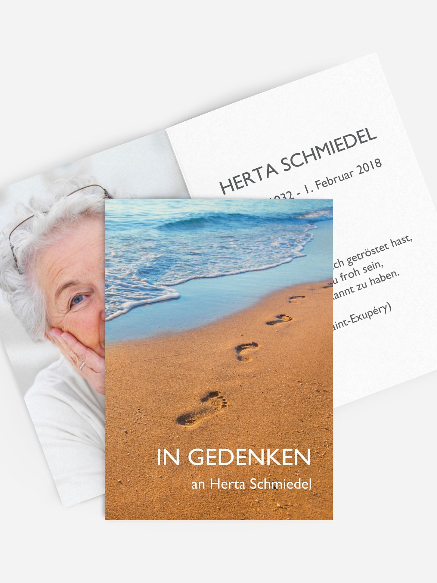 Sterbebild Spuren im Sand