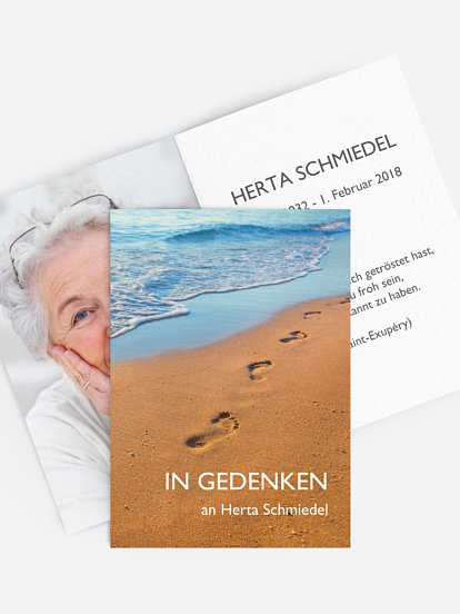 Sterbebild Spuren im Sand