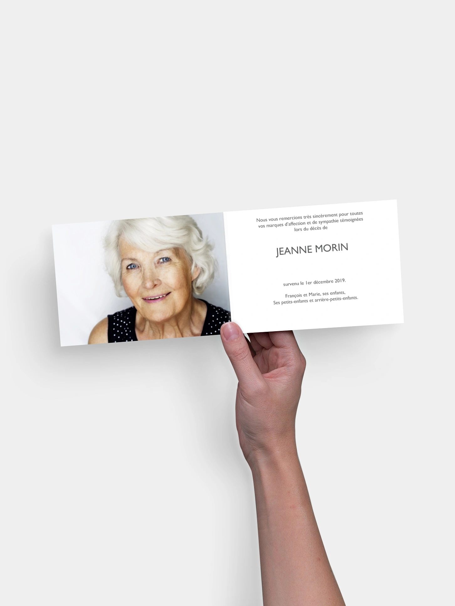 Carte remerciements décès Empreintes