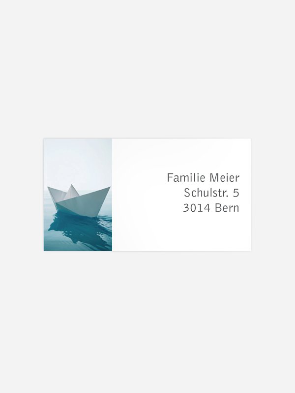 Empfängeraufkleber Trauer Papierschiff