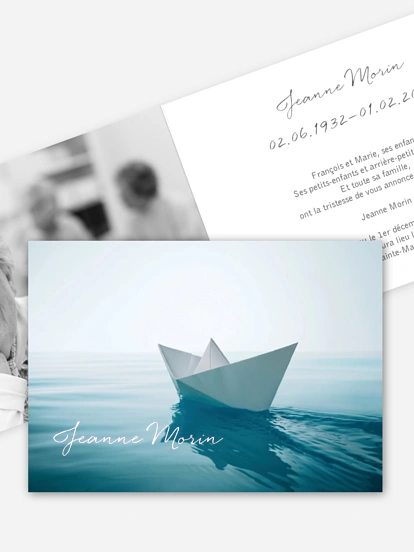 Faire-part de décès Bateau en papier